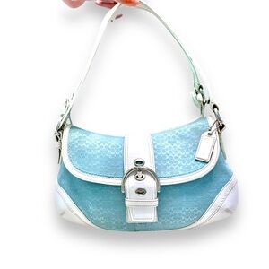 🛍️RARE Vintage y2k Coach Soho Signature Jacquard Canvas & Leather Shoulder Bag